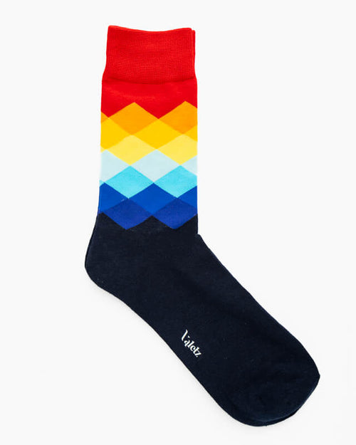 Red and navy blue multicoloured sock - Unisex