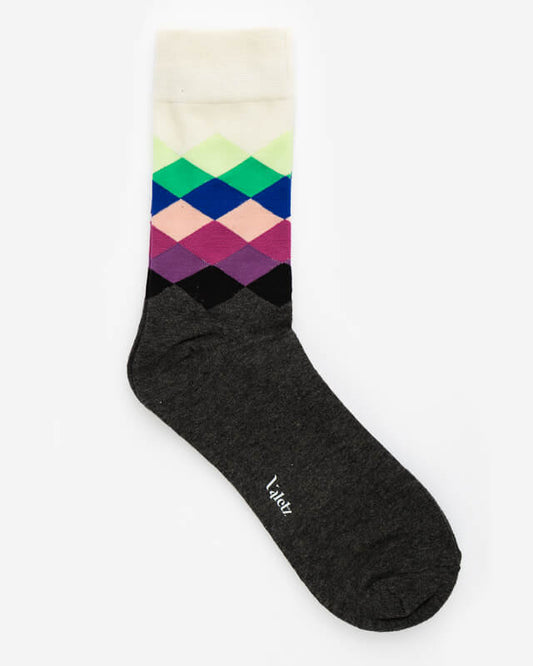 Multicolored gray and purple sock - Unisex