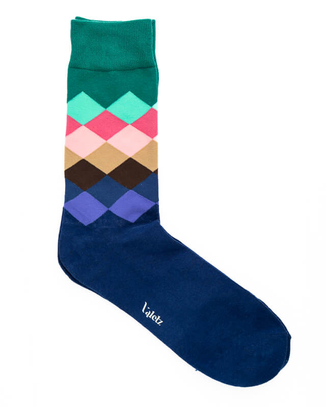 Multicolor green and navy blue socks - Unisex