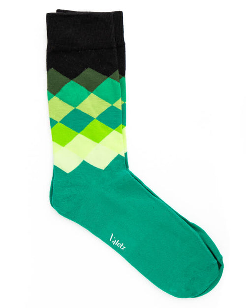 Calcetín negro con verde multicolor - Unisex