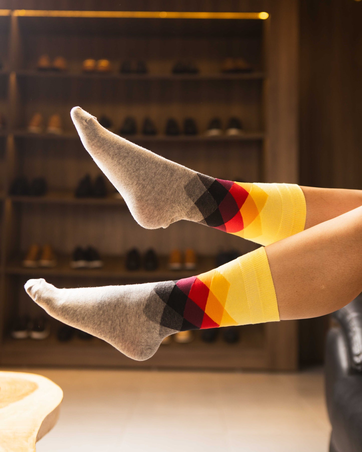 Multicolor yellow and gray socks - Unisex