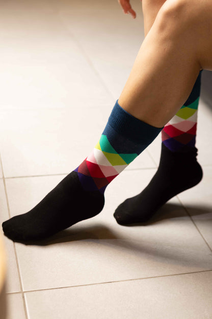 Navy blue and black multicoloured socks - Unisex