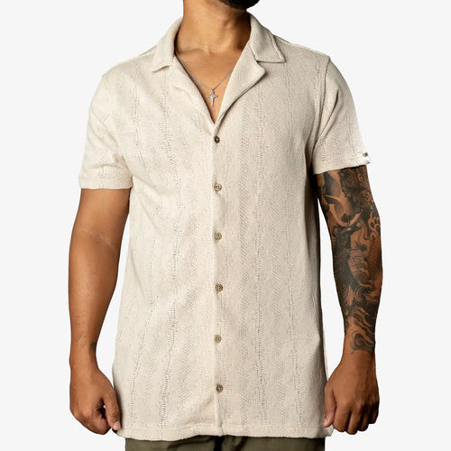 Textured CAMEL short sleeve shirt