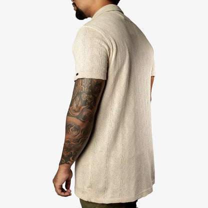 Textured CAMEL short sleeve shirt