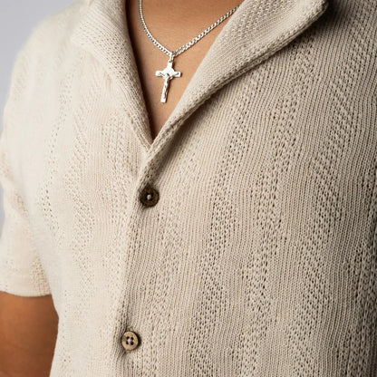 Textured CAMEL short sleeve shirt