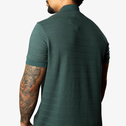 Textured green short sleeve polo shirt