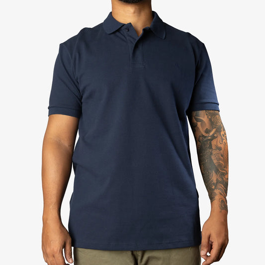 Navy blue short sleeve polo shirt