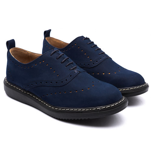 CloudWalk Oxford brogue Wingtip Blue Nubuck HELIO