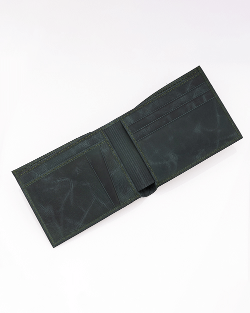 Natural Green Genuine Leather Bifold Wallet