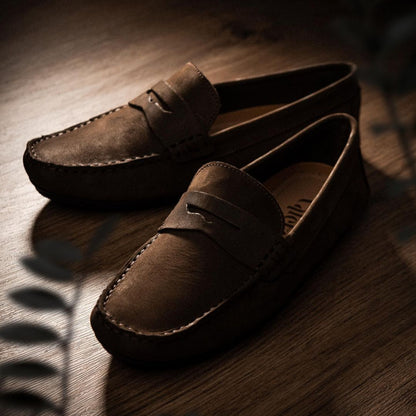 Moccasin or loafer driver mask brown nubuck