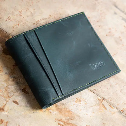 Natural Green Genuine Leather Bifold Wallet