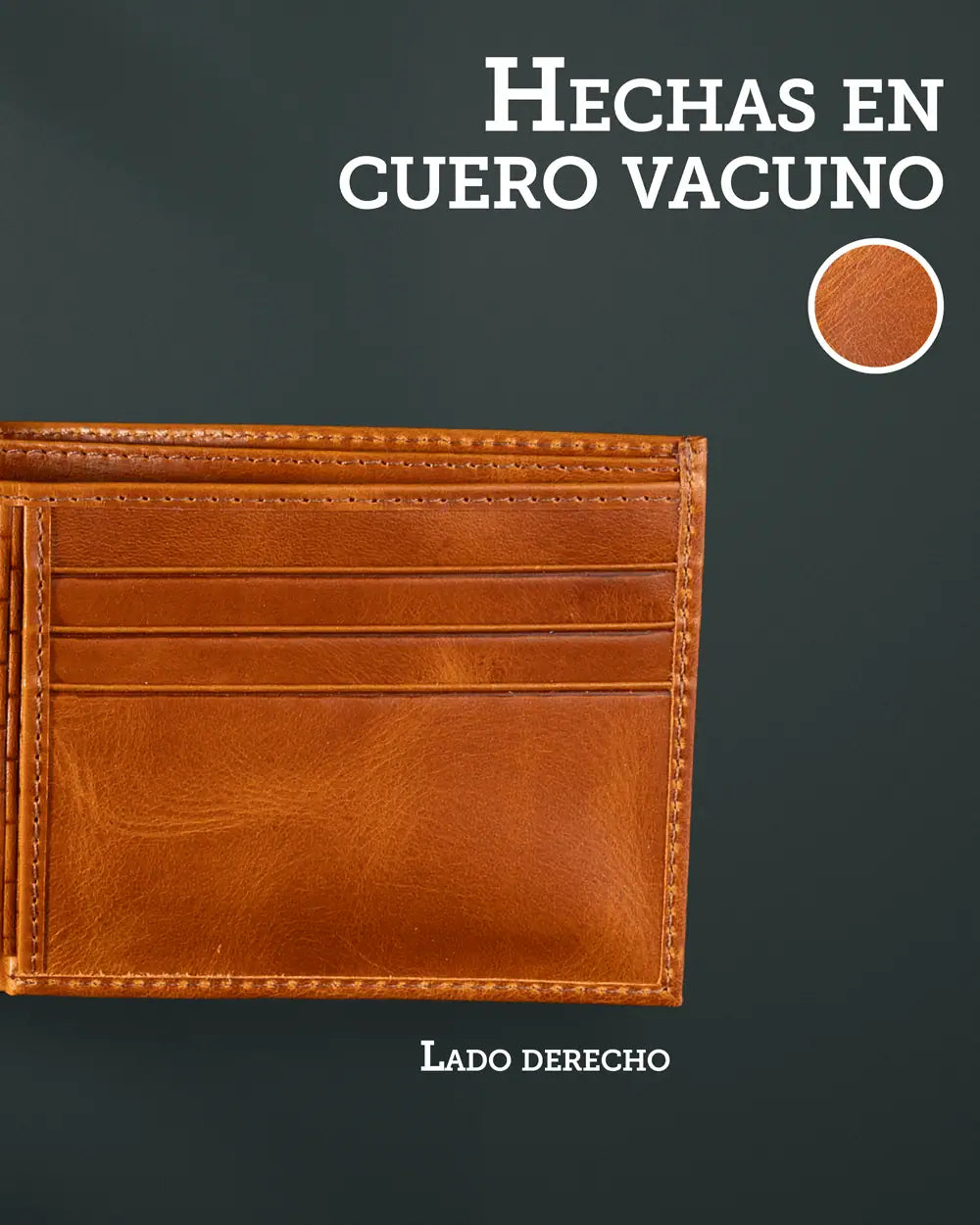 Cartera Bifold de Cuero Auténtico Tan Clásico