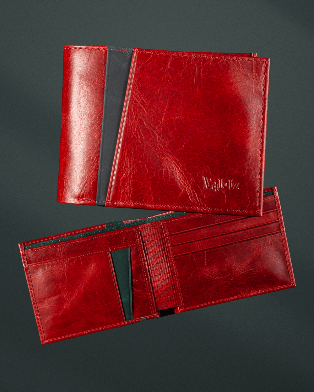 Exclusive Red Green Genuine Leather Bifold Wallet