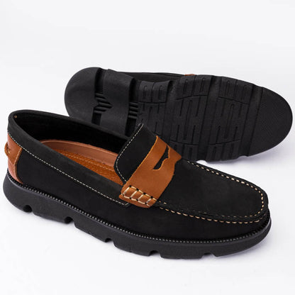 Mocasin negro nubuck + tan - Valetz Shoes - Zapato, mocasin