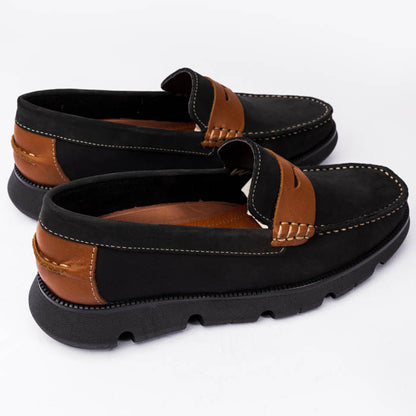 Mocasin negro nubuck + tan - Valetz Shoes - Zapato, mocasin