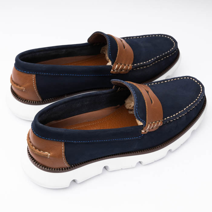 Mocasin azul nubuck + tan - Valetz Shoes - Zapato, mocasin